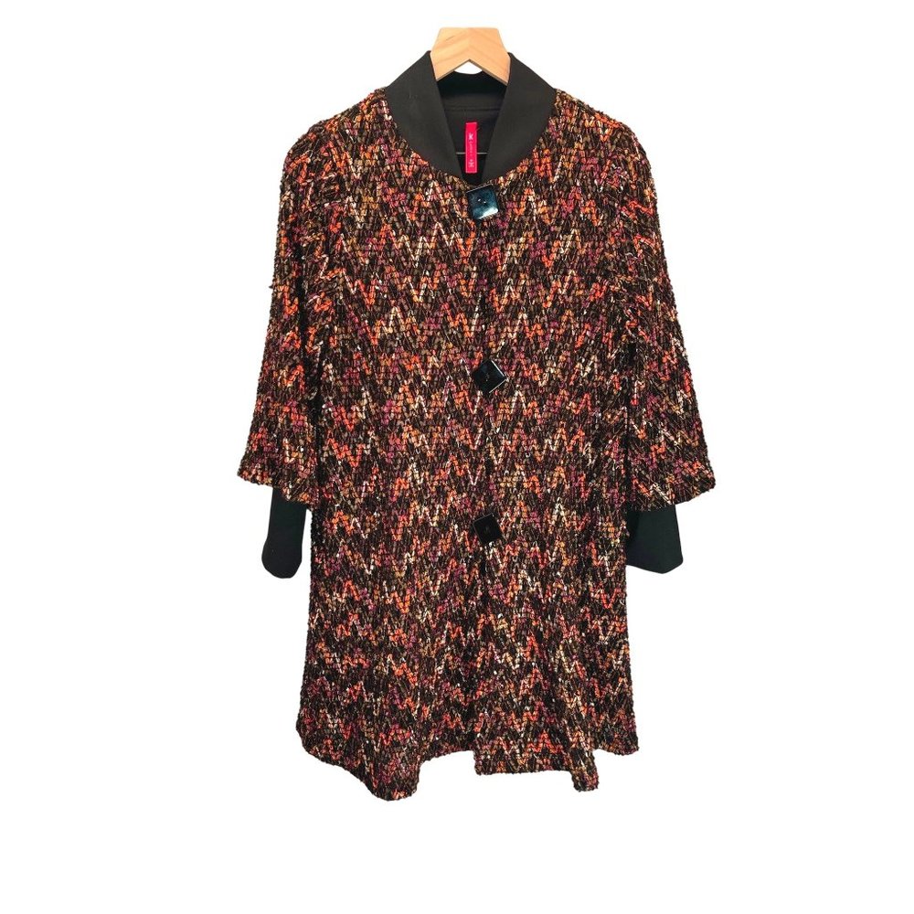 IC by Connie K embellished long cardigan jacket women's size Medium, Made in the